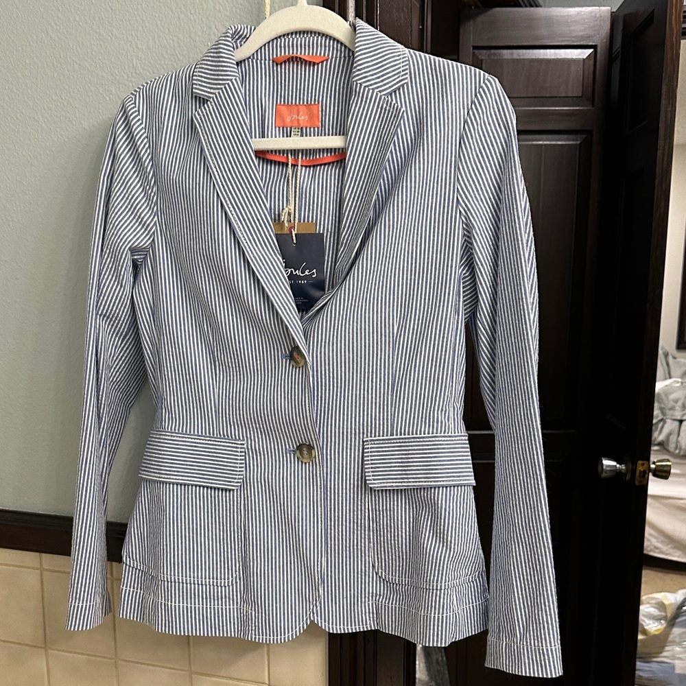 Joules Navy and White Striped Blazer